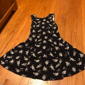 White and navy flowered dress